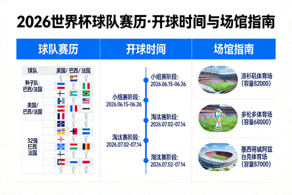 2026世界杯球队赛历、开球时间与场馆指南数据库