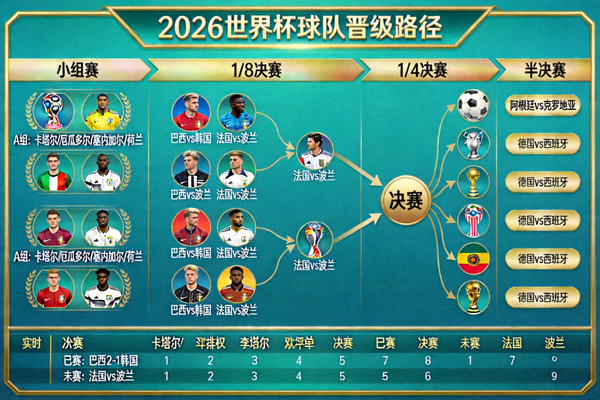 2026世界杯球队对阵跟踪界面，可视化展示晋级路径