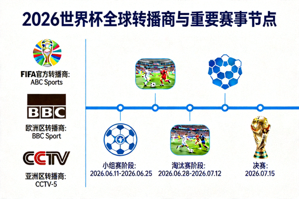 2026世界杯全球转播商标志与重要赛事节点信息图
